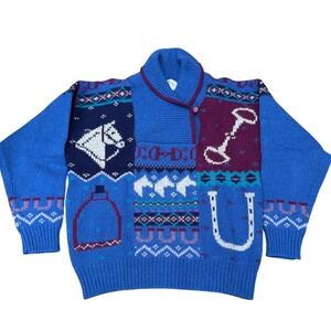 Sportific Miller‎ S Kristin Collection Blue Wool Horse Riding Sweater L